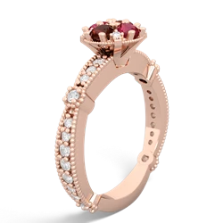 Garnet Sparkling Tiara Cluster 14K Rose Gold ring R26293RD