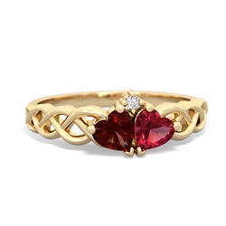 Garnet Heart To Heart Braid 14K Yellow Gold ring R5870