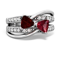 Garnet Bowtie 14K White Gold ring R2360