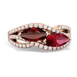 Garnet Diamond Rivers 14K Rose Gold ring R3070