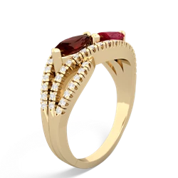 Garnet Diamond Rivers 14K Yellow Gold ring R3070