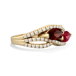 Garnet Diamond Rivers 14K Yellow Gold ring R3070