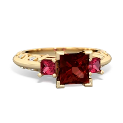 Garnet Eternal Embrace Engagement 14K Yellow Gold ring C2001