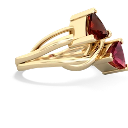 Garnet Split Band Swirl 14K Yellow Gold ring R2341