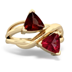 Garnet Split Band Swirl 14K Yellow Gold ring R2341