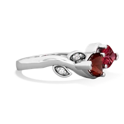 Garnet Floral Elegance 14K White Gold ring R5790