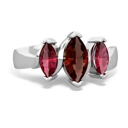 Garnet Three Peeks 14K White Gold ring R2433