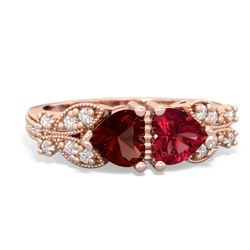 Garnet Diamond Butterflies 14K Rose Gold ring R5601