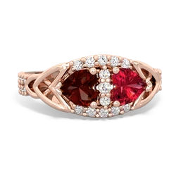 Garnet Sparkling Celtic Knot 14K Rose Gold ring R2645