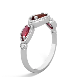 Garnet Milgrain Marquise 14K White Gold ring R5700