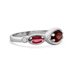 Garnet Milgrain Marquise 14K White Gold ring R5700