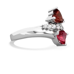 Garnet Heart To Heart 14K White Gold ring R2064