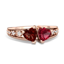Garnet Heart To Heart 14K Rose Gold ring R3342