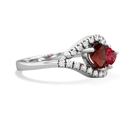 Garnet Mother And Child 14K White Gold ring R3010