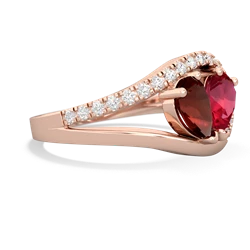 Garnet Nestled Heart Keepsake 14K Rose Gold ring R5650