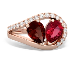 Garnet Nestled Heart Keepsake 14K Rose Gold ring R5650