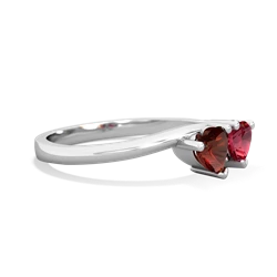 Garnet Sweethearts 14K White Gold ring R5260