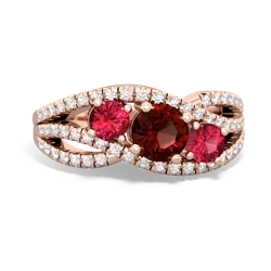 Garnet Three Stone Aurora 14K Rose Gold ring R3080