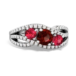 Garnet Three Stone Aurora 14K White Gold ring R3080