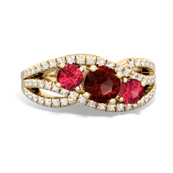 Garnet Three Stone Aurora 14K Yellow Gold ring R3080