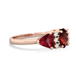 Garnet Antique Style Three Stone 14K Rose Gold ring R2186