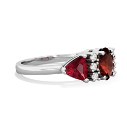 Garnet Antique Style Three Stone 14K White Gold ring R2186