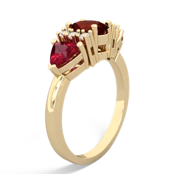 Garnet Antique Style Three Stone 14K Yellow Gold ring R2186