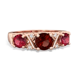 Garnet Hugs And Kisses 14K Rose Gold ring R5016