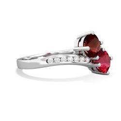 Garnet Channel Set Two Stone 14K White Gold ring R5303