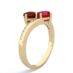 Garnet Channel Set Two Stone 14K Yellow Gold ring R5303