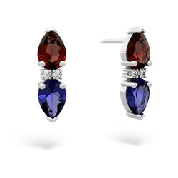 Garnet Bowtie Drop 14K White Gold earrings E0865