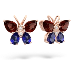 Garnet Butterfly 14K Rose Gold earrings E2215