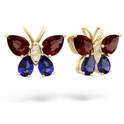 Garnet Butterfly 14K Yellow Gold earrings E2215