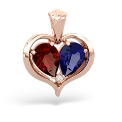 Garnet Two Become One 14K Rose Gold pendant P5330