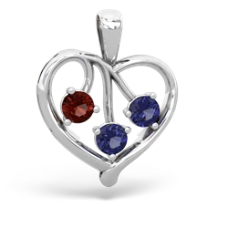 Garnet Glowing Heart 14K White Gold pendant P2233