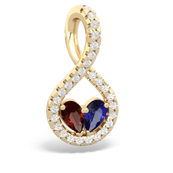 Garnet Pave Twist 'One Heart' 14K Yellow Gold pendant P5360