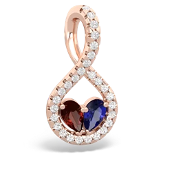 Garnet Pave Twist 'One Heart' 14K Rose Gold pendant P5360