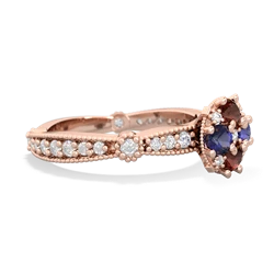 Garnet Sparkling Tiara Cluster 14K Rose Gold ring R26293RD