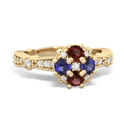 Garnet Sparkling Tiara Cluster 14K Yellow Gold ring R26293RD