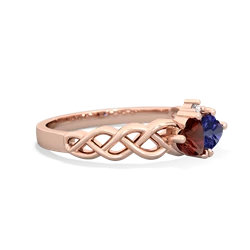 Garnet Heart To Heart Braid 14K Rose Gold ring R5870