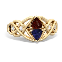 Garnet Keepsake Celtic Knot 14K Yellow Gold ring R5300