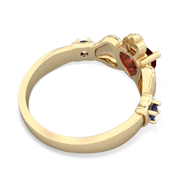 Garnet Claddagh Keepsake 14K Yellow Gold ring R5245