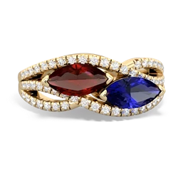 Garnet Diamond Rivers 14K Yellow Gold ring R3070