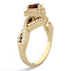 Garnet Diamond Twist 'One Heart' 14K Yellow Gold ring R2640HRT