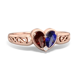 Garnet Filligree 'One Heart' 14K Rose Gold ring R5070