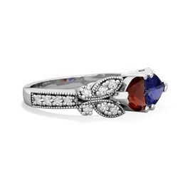 Garnet Diamond Butterflies 14K White Gold ring R5601