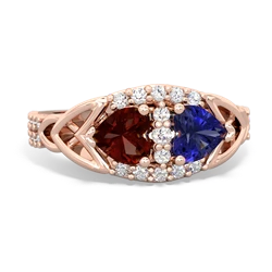 Garnet Sparkling Celtic Knot 14K Rose Gold ring R2645