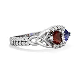 Garnet Sparkling Celtic Knot 14K White Gold ring R2645