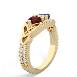 Garnet Sparkling Celtic Knot 14K Yellow Gold ring R2645