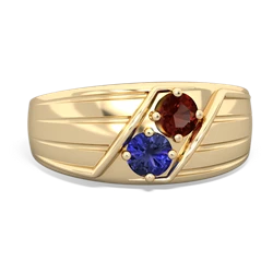 Garnet Men's Streamline 14K Yellow Gold ring R0460